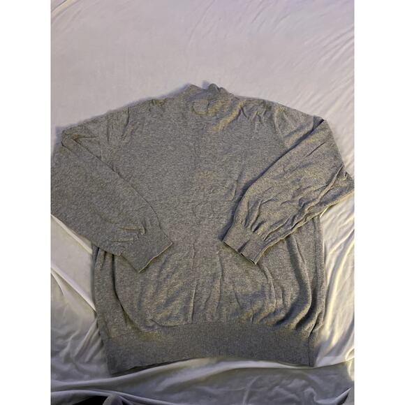 L.L. Bean Men’s Gray Cotton Cashmere Blend 1/4 Zip Sweater Size Large - Picture 2 of 5